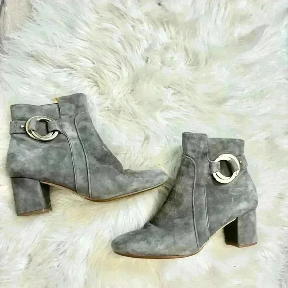 Karl Lagerfeld | Shoes | Genuine Leather Suede Chic Gray  Karl Lagerfield Paris leather suede gray buckle ankle boots 8m